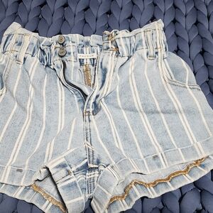 PacSun Blue Striped Denim Mom Shorts